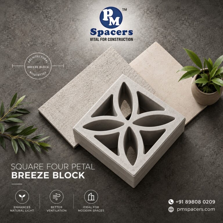 PM Spacers square four petal concrete breeze block